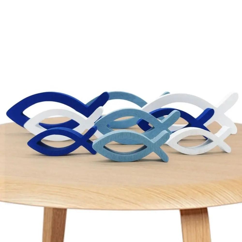 9-Piece Handcrafted Ocean Fish Wall Art Set – Coastal Wooden Fish Decor for Bathroom and Pool