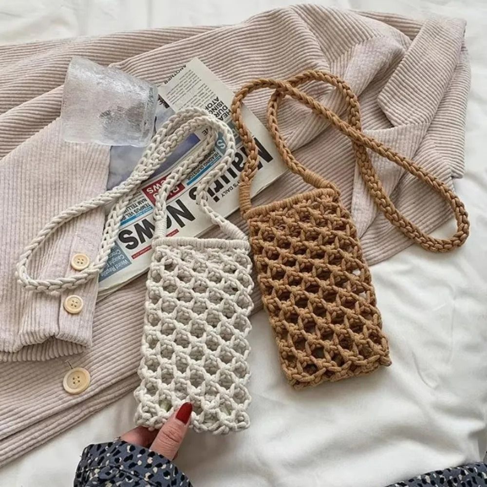 Hollow Out Woven Crochet Phone Crossbody Bag