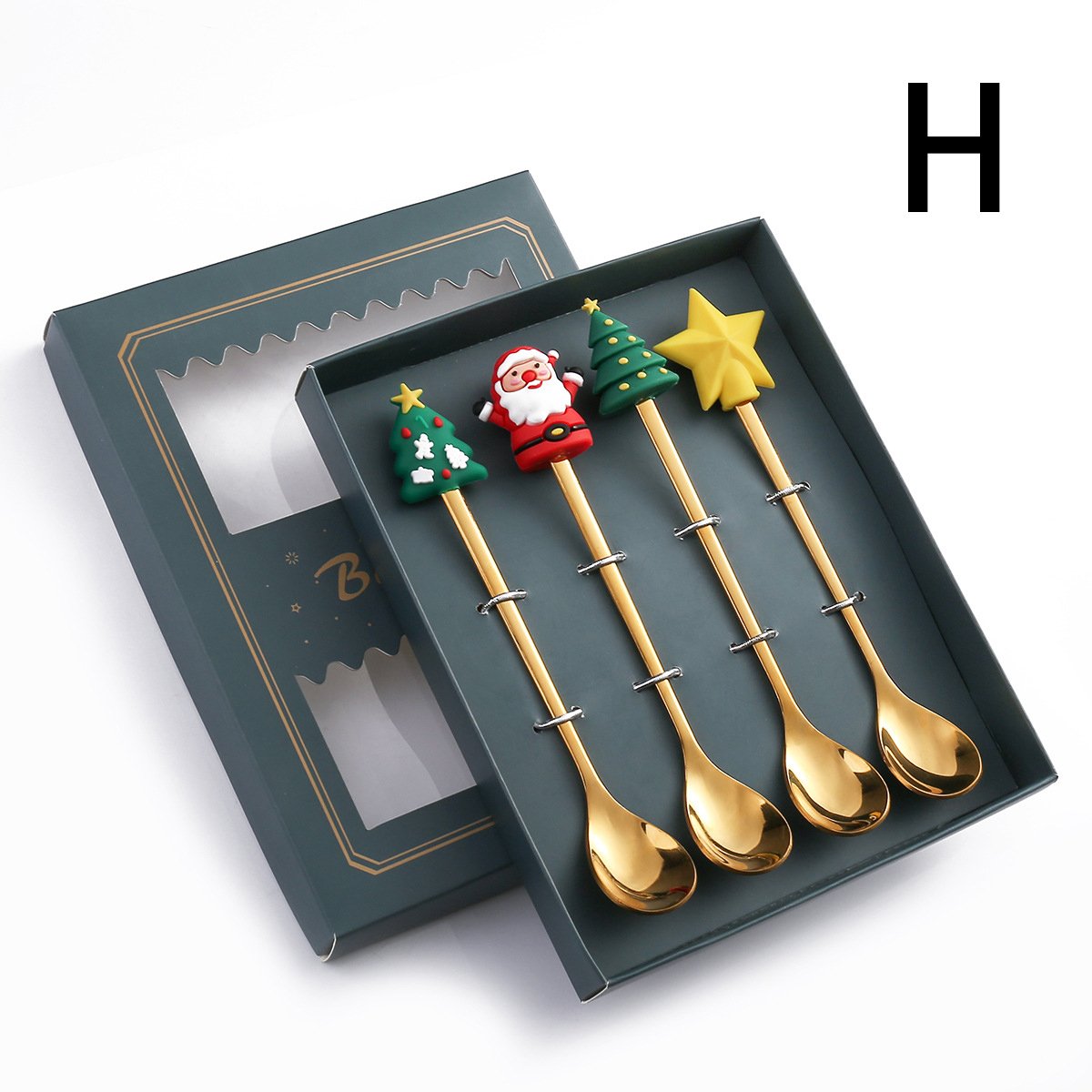 Stainless Steel Leeseph Spoons, Christmas Pendant Coffee Spoon, Tea Dessert Spoon, Xmas Party Gift Set