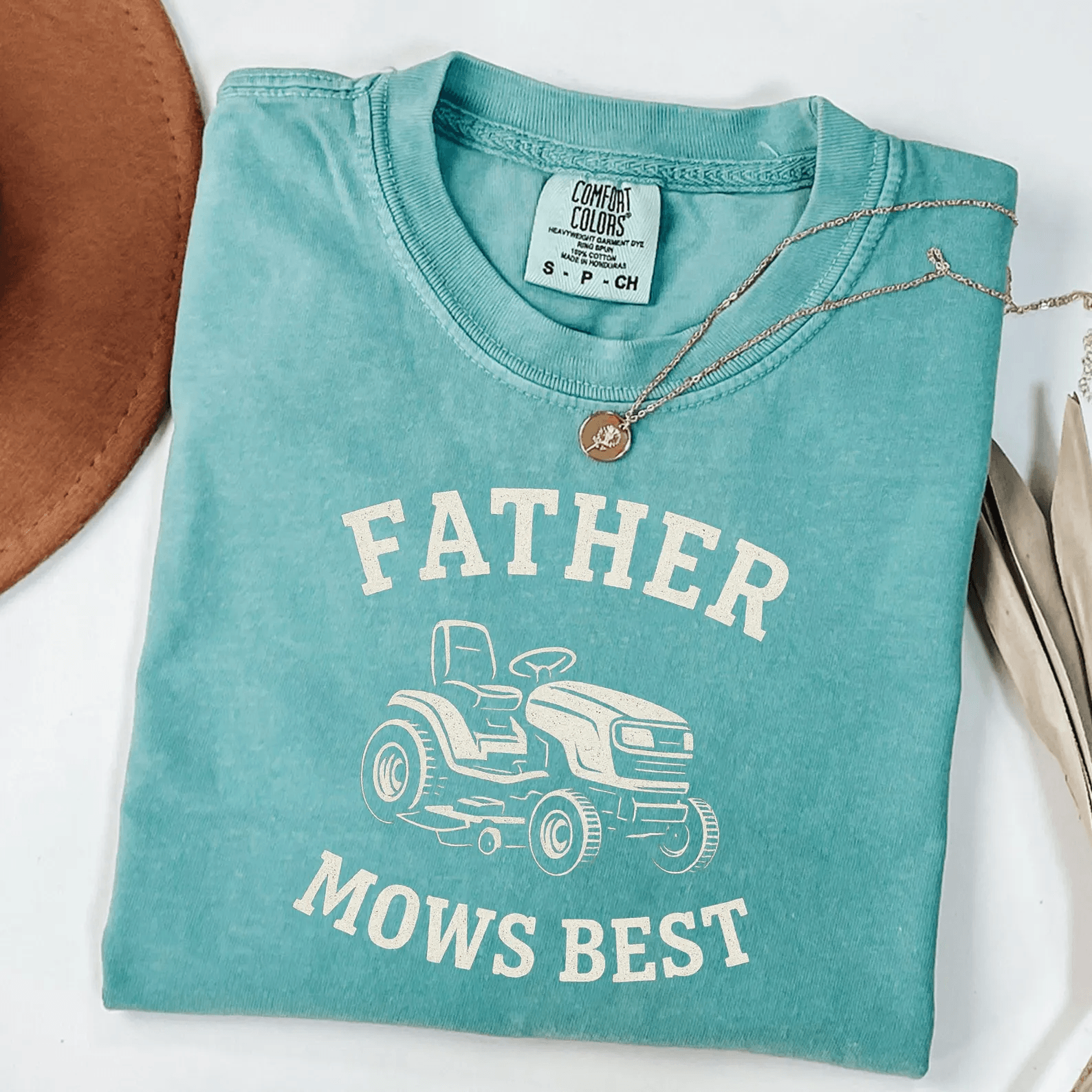 Father Mows Best Shirt Comfort Colors Funny Fathers Day Gift Lawn Dad Tee