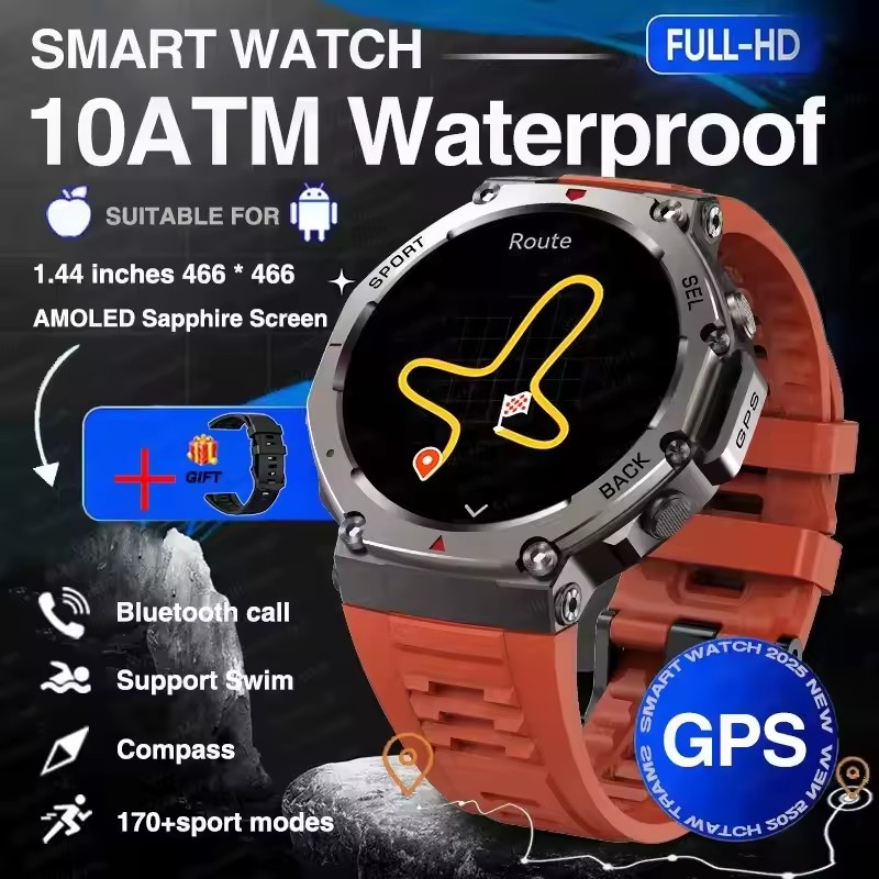 Military Smartwatch with Bluetooth & GPS, Waterproof Adventure Watch