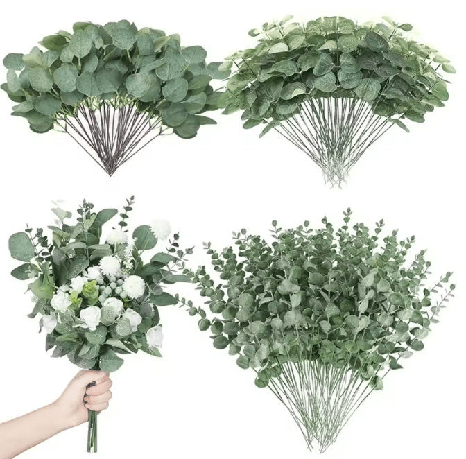 Eucalyptus Green Leaf Stems Decorative Home Bouquet Set