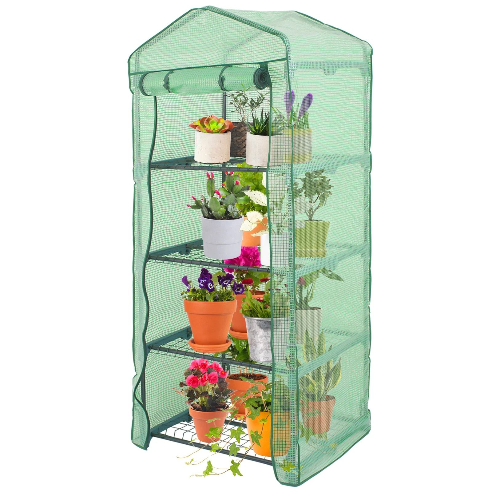 4-Tier Walk-in Greenhouse for Plants, Seeds & Flowers – Durable Storage Shelves for Backyard, Patio, Balcony