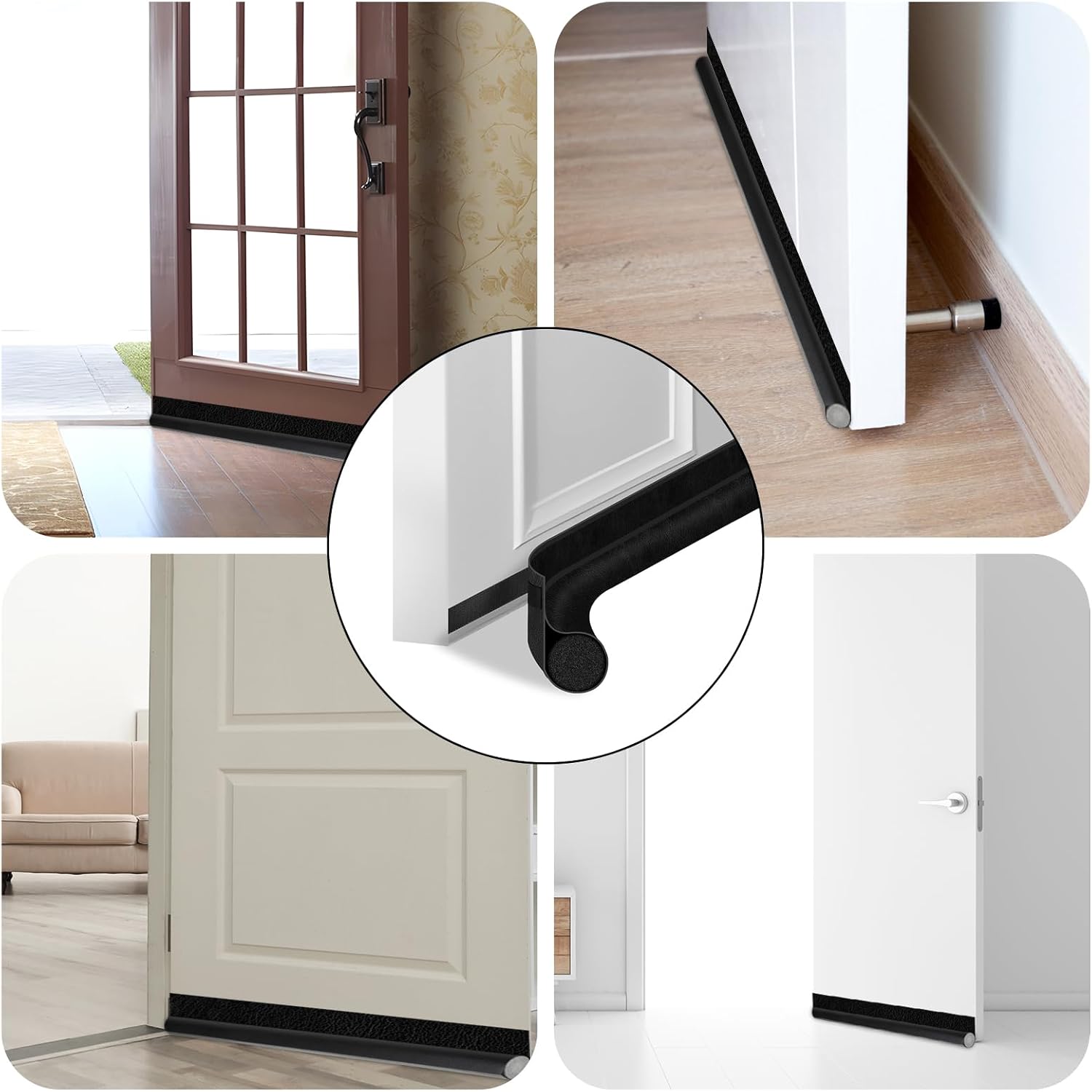 Adjustable Door Draft Stopper, Weather Stripping Seal for Bottom of Door, Blocks Cold, Noise & Dust, Fits All Door Types