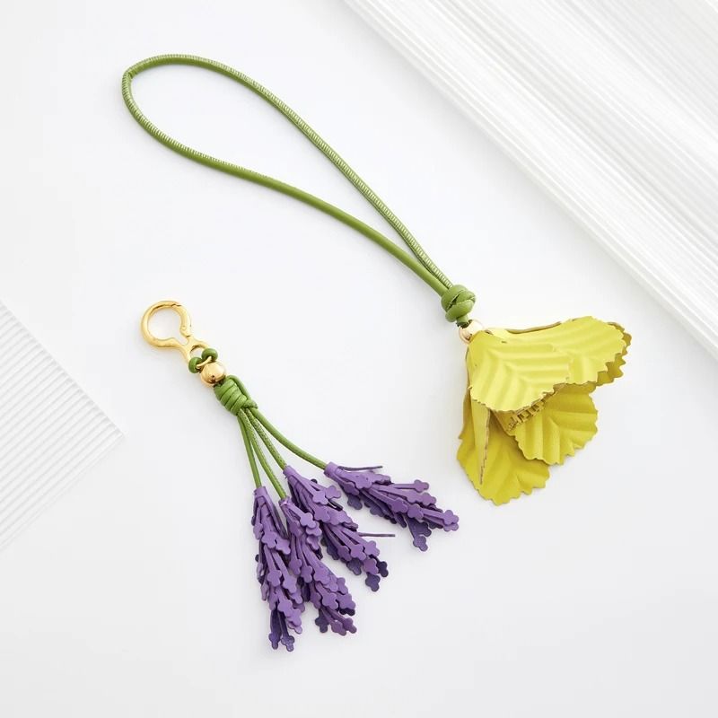Leather Flower Bag Charm
