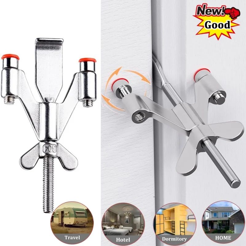 SecureStay Stainless Steel Portable Door Lock - Extra Privacy & Travel Security