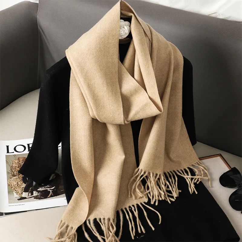 Luxe Winter Cashmere-Feel Women's Scarf Shawl with Tassels