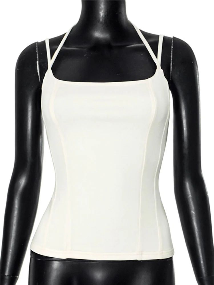 Yezw Leopard Print Double Rope Shoulder Tank Top – Slim Fit Streetwear Crop Vest 2025