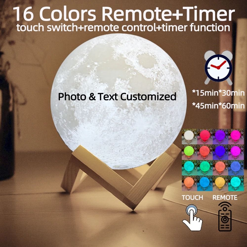 Custom 3D Printed Photo Moon Lamp