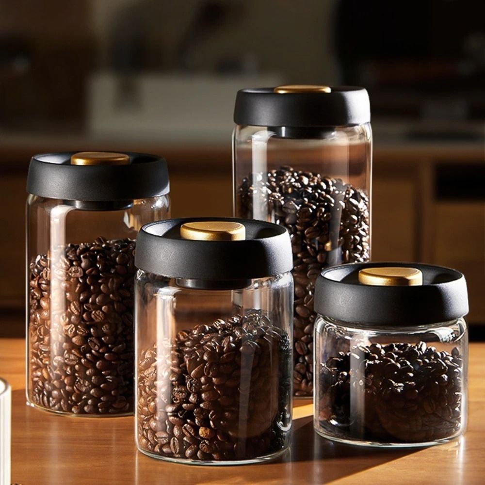 Vacuum Sealed Coffee Bean Storage Container Airtight Glass Coffee Jar