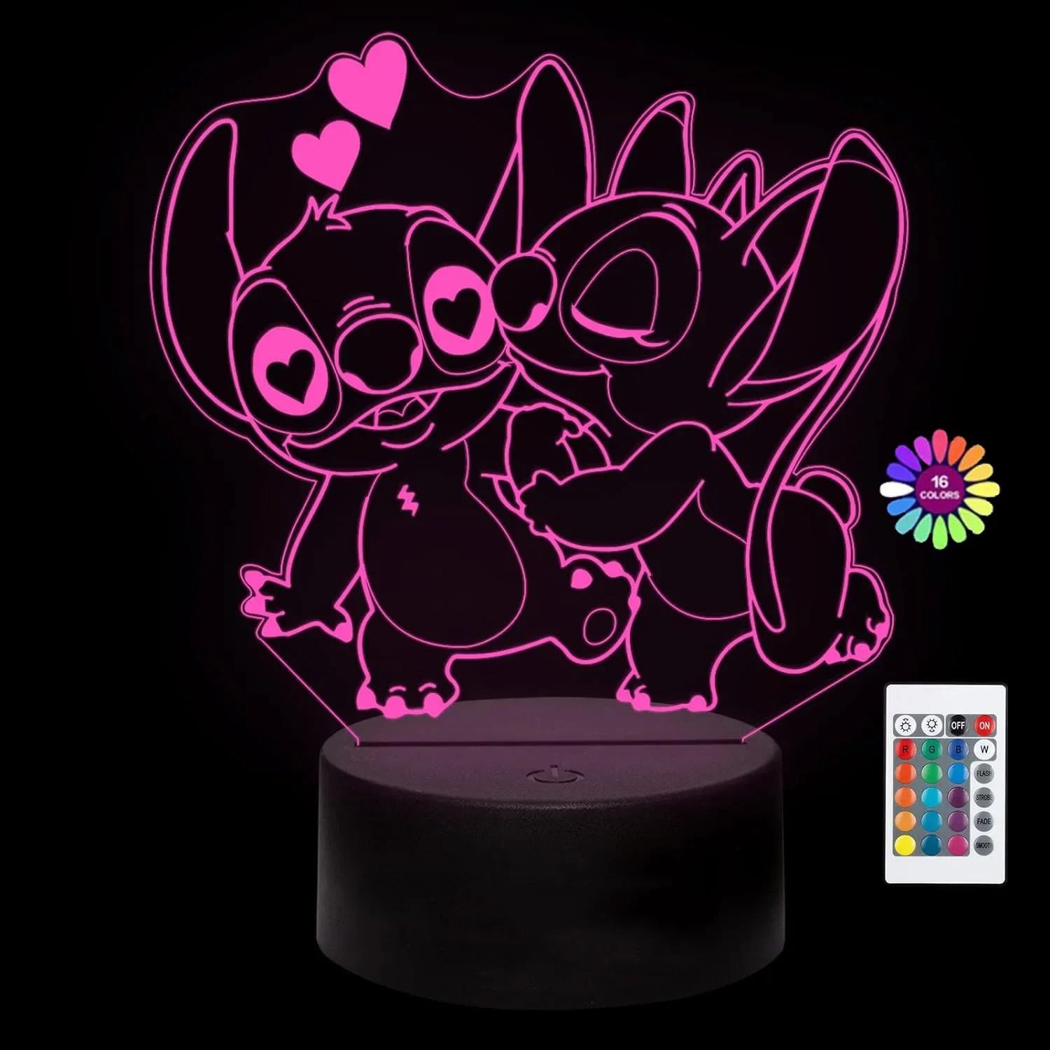 3D Illusion Stitch Night Light Remote Control Smart Touch LED Lamp