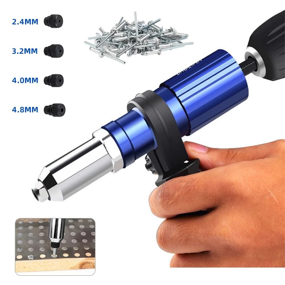 Electric Rivet Nut Gun Drill Adapter for 2.4mm to 4.8mm Rivets