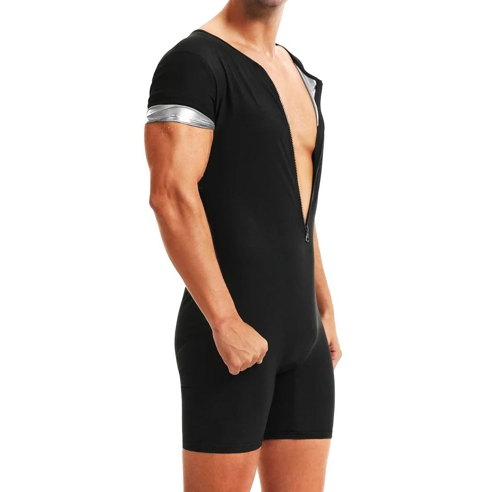 Men Sauna Suit Hot Sweating Jumpsuit Waist Trainer Weight Loss Bodysuit
