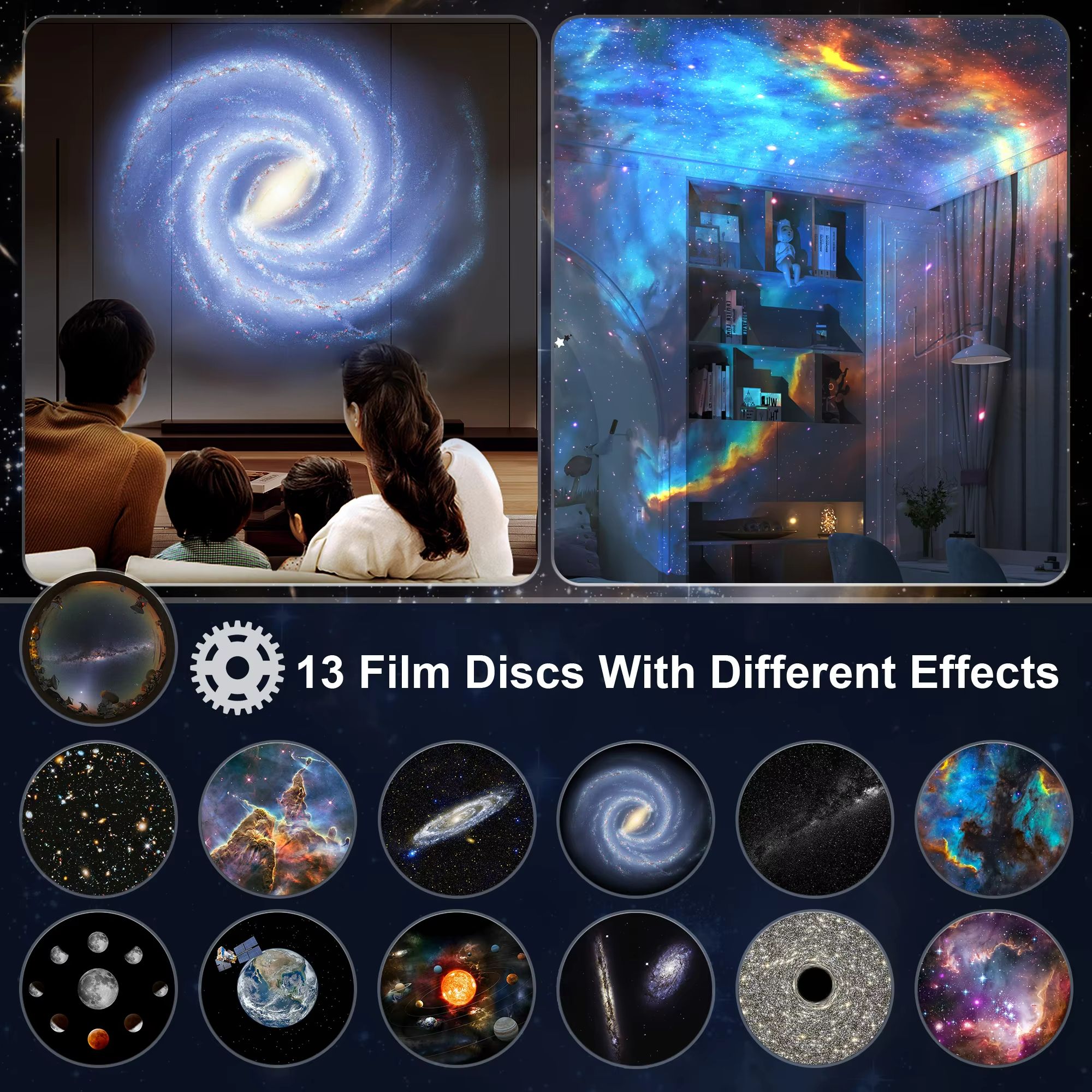 NightSky Galaxy Planetarium Projector – Realistic Galaxy Projector with Solar System Discs & Moon Constellations