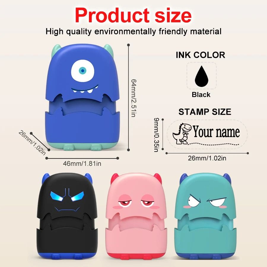 Custom Cartoon Name Stamp Kit for Fabric and Bags