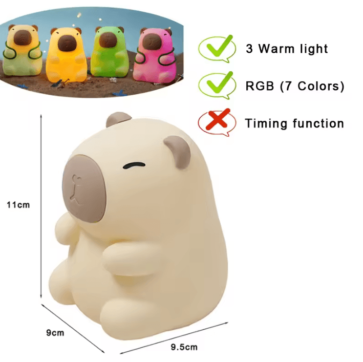 USB Rechargeable Kids Night Light – Cute Capybara Animal Lamp