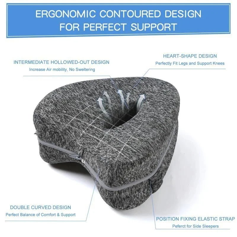 Orthopedic Memory Foam Knee Pillow for Side Sleepers Sciatica Relief and Pregnancy Leg Support
