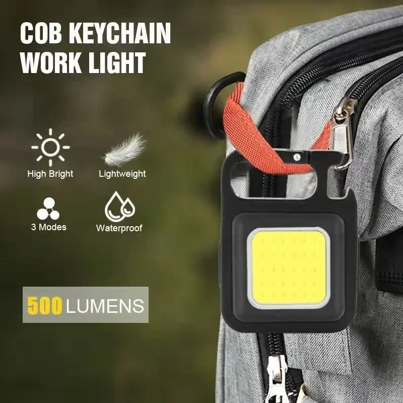 Mini High Bright Camping Lights, Convenient Keychain Multi-function Rechargeable Emergency Light