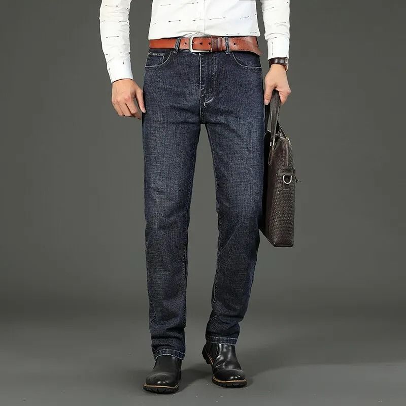 Wthinlee New Business Mens Jeans Casual Straight Stretch Denim Trousers