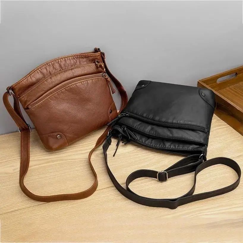 Everly Classic Women Crossbody Bag – Retro Soft Leather Shoulder Bag with Large Capacity & Multi Compartments