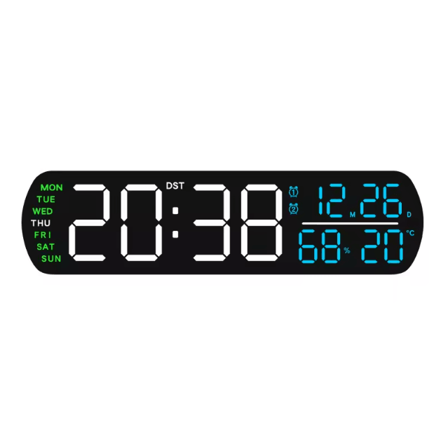 Smart LED Digital Alarm Clock with Temperature, Humidity & Auto Dimming Display