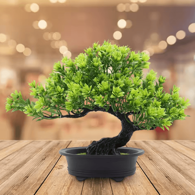 Artificial Japanese Pine Bonsai Tree – Realistic Mini Bonsai Plant for Desk, Home & Office Decor