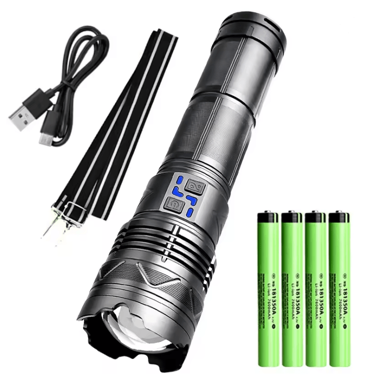 High Power Laser Flashlight with Super Bright LED Spotlight and Long Range Zoom