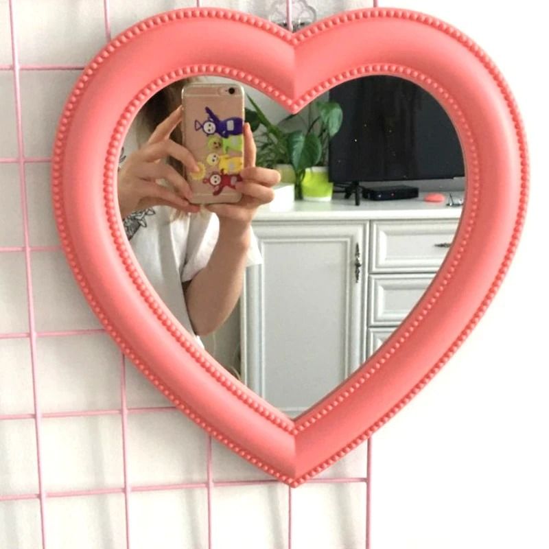 Aesthetic Pastel Heart Vanity & Wall Mirror