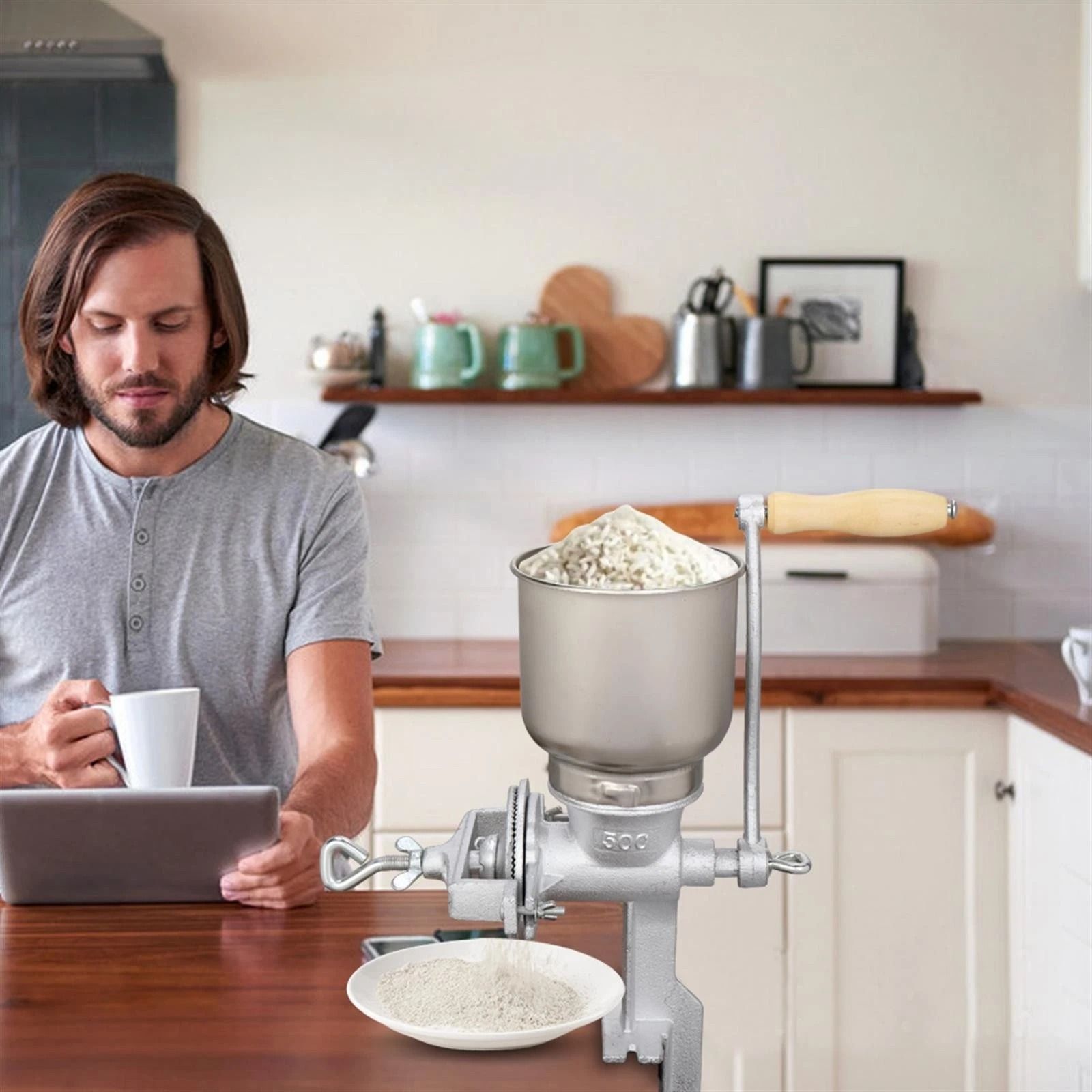 Manual Kitchen Grain Mill Grinder – Hand Crank Oats, Nut, and Coffee Grinder for Home Use