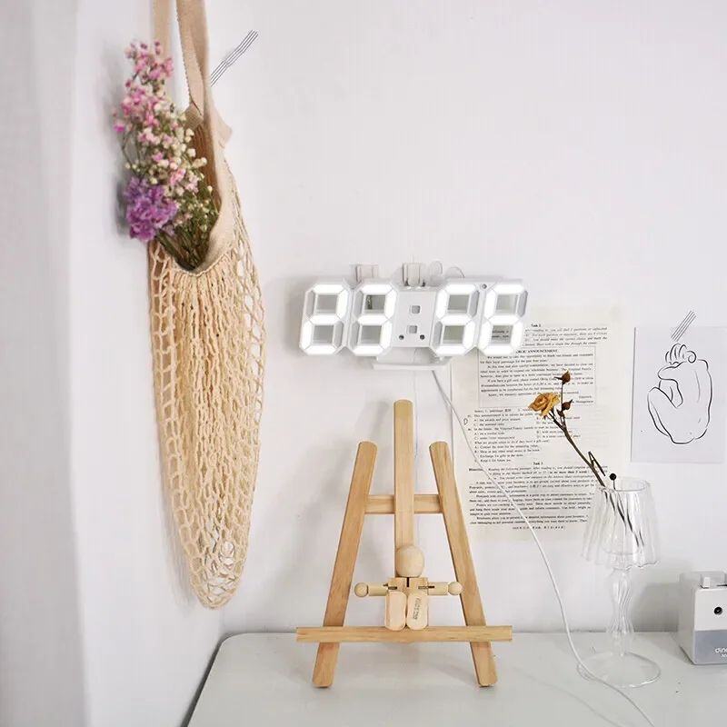 3D LED Digital Wall Clock with Night Glow