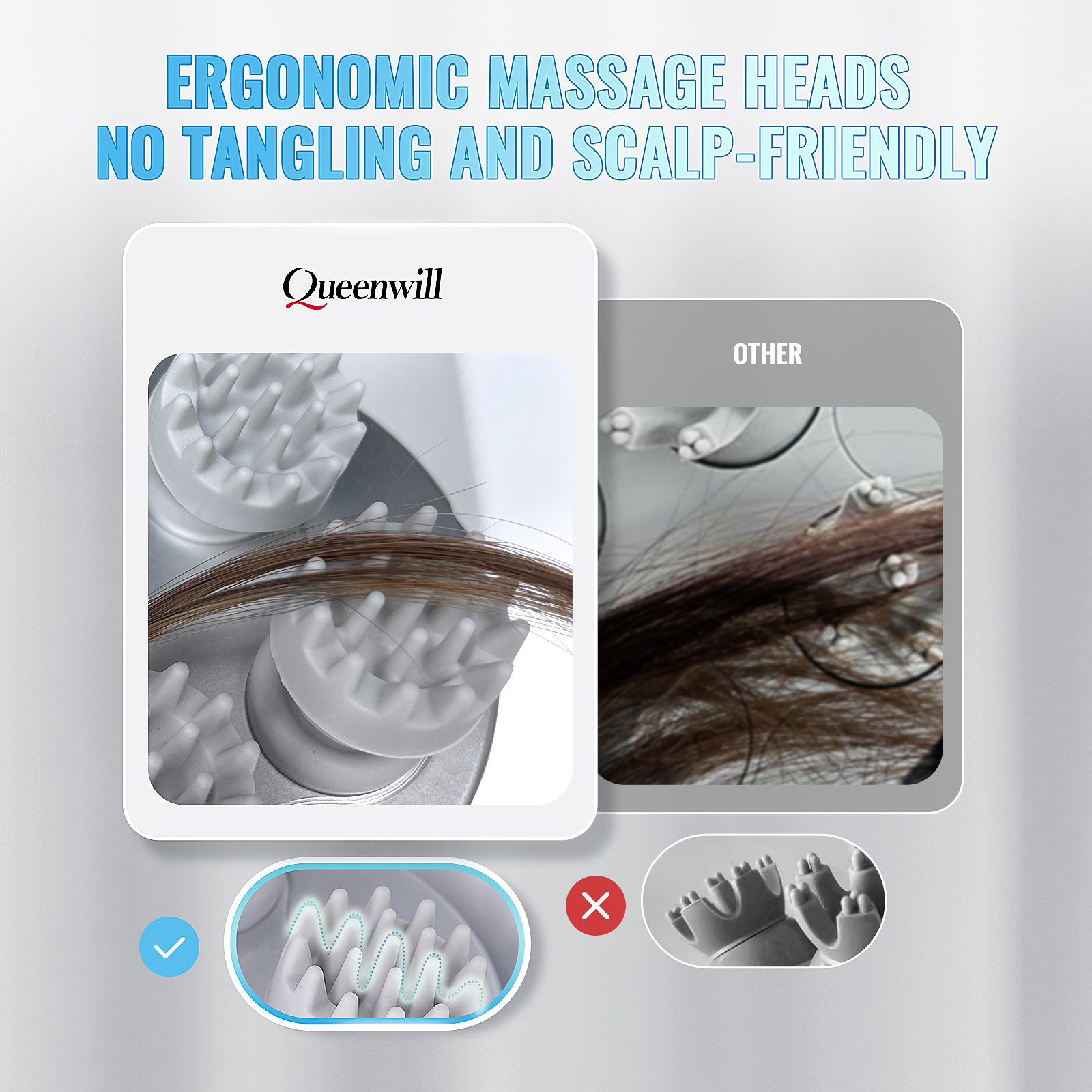 Deep Tissue Kneading Neck Massager, Electric Smart Head Massager, Wireless Waterproof Mini Scalp Massager Stress Relax