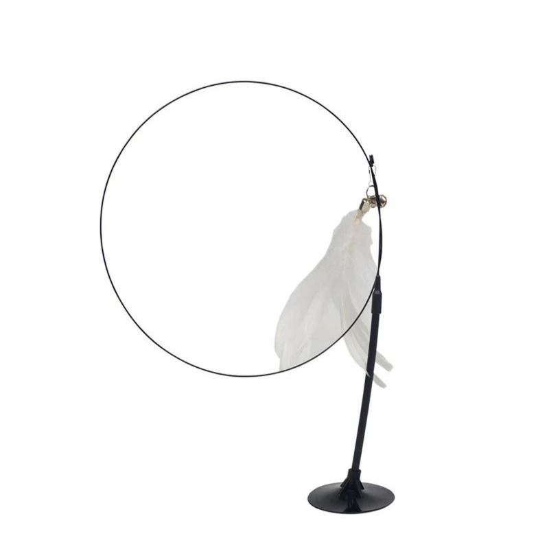 Cat Teaser Wand With Bell Feather And Suction Cup Long Interactive Stick