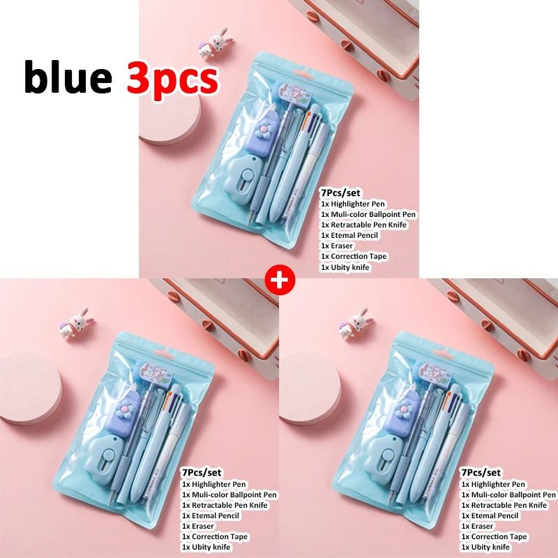 7 in 1 School Stationery Set Complete Student Supplies Gift Kit