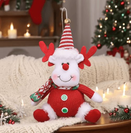 Cute Santa, Snowman & Reindeer Plush Christmas Tree Ornaments