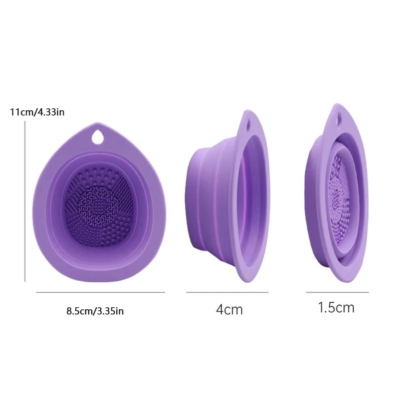 Folding Silicone Makeup Brush & Puff Cleaning Bowl