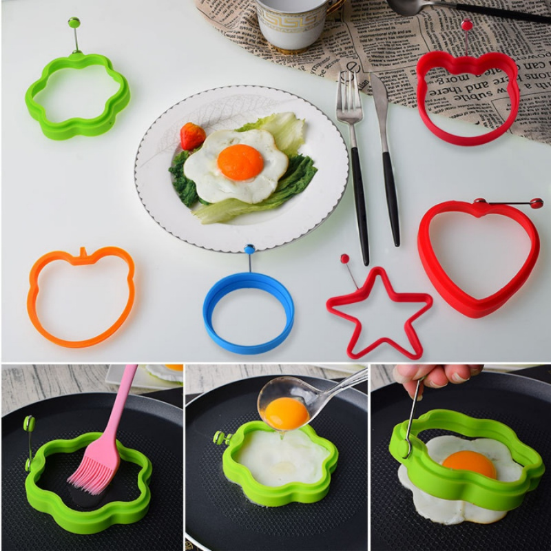 Star Heart Flower Bear Silicone Egg Mold, Pancake Muffin Mold Cake Baking Tool