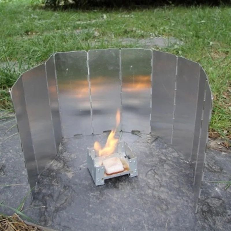 Windproof Folding Camping Stove Windscreen Aluminum Alloy Gas Stove Wind Shield with Multi-Plate Options