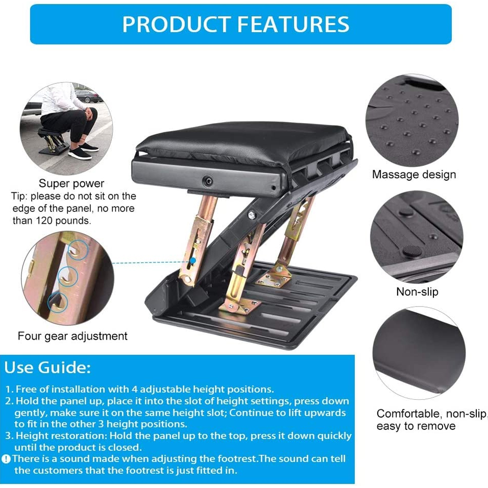 Adjustable Footrest with Removable Soft Pad, Load Massaging Beads, Home Use