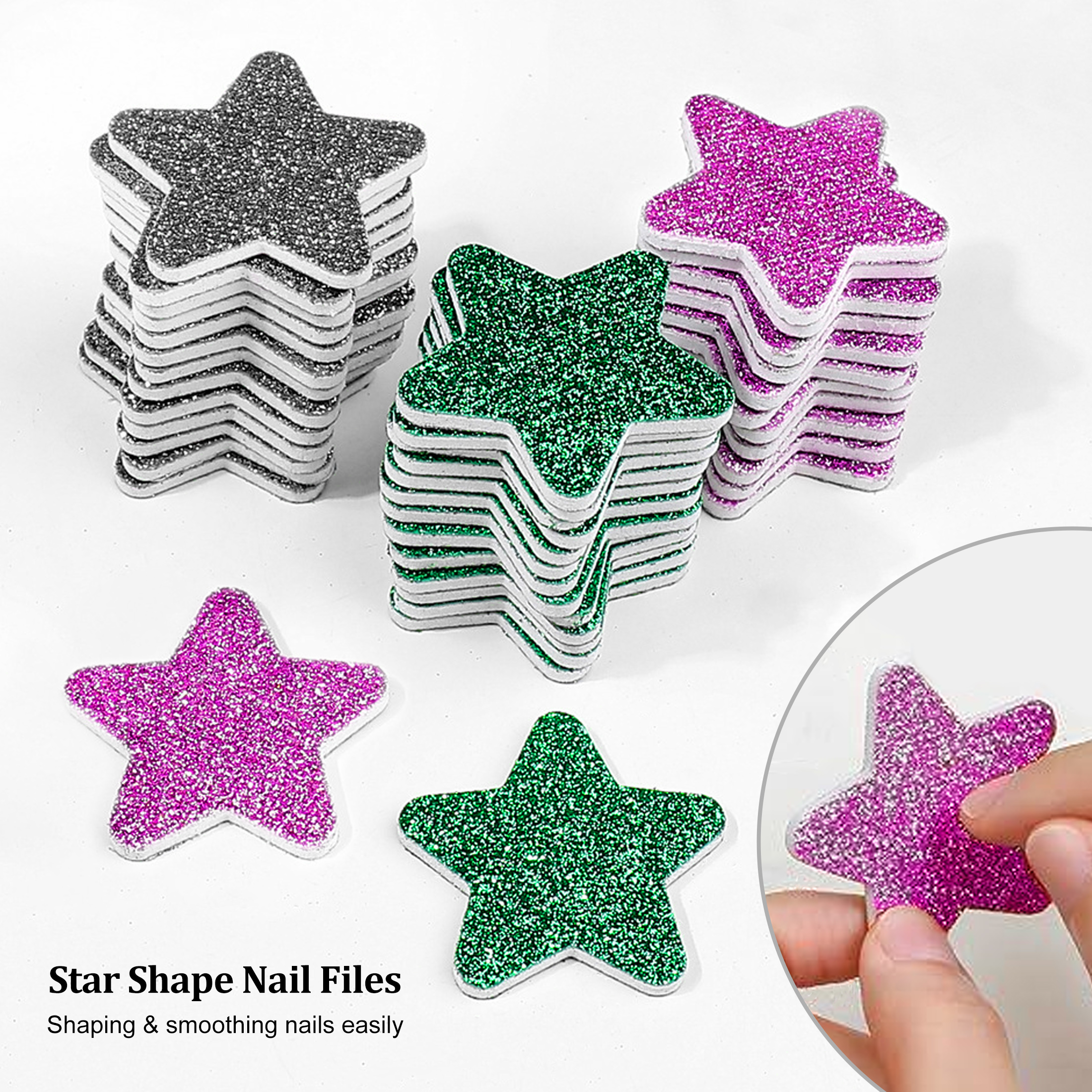 Christmas Nail File Set Pentacle Design, Nail Art Files Gel Polisher, Professional Pedicure Manicure Supplies