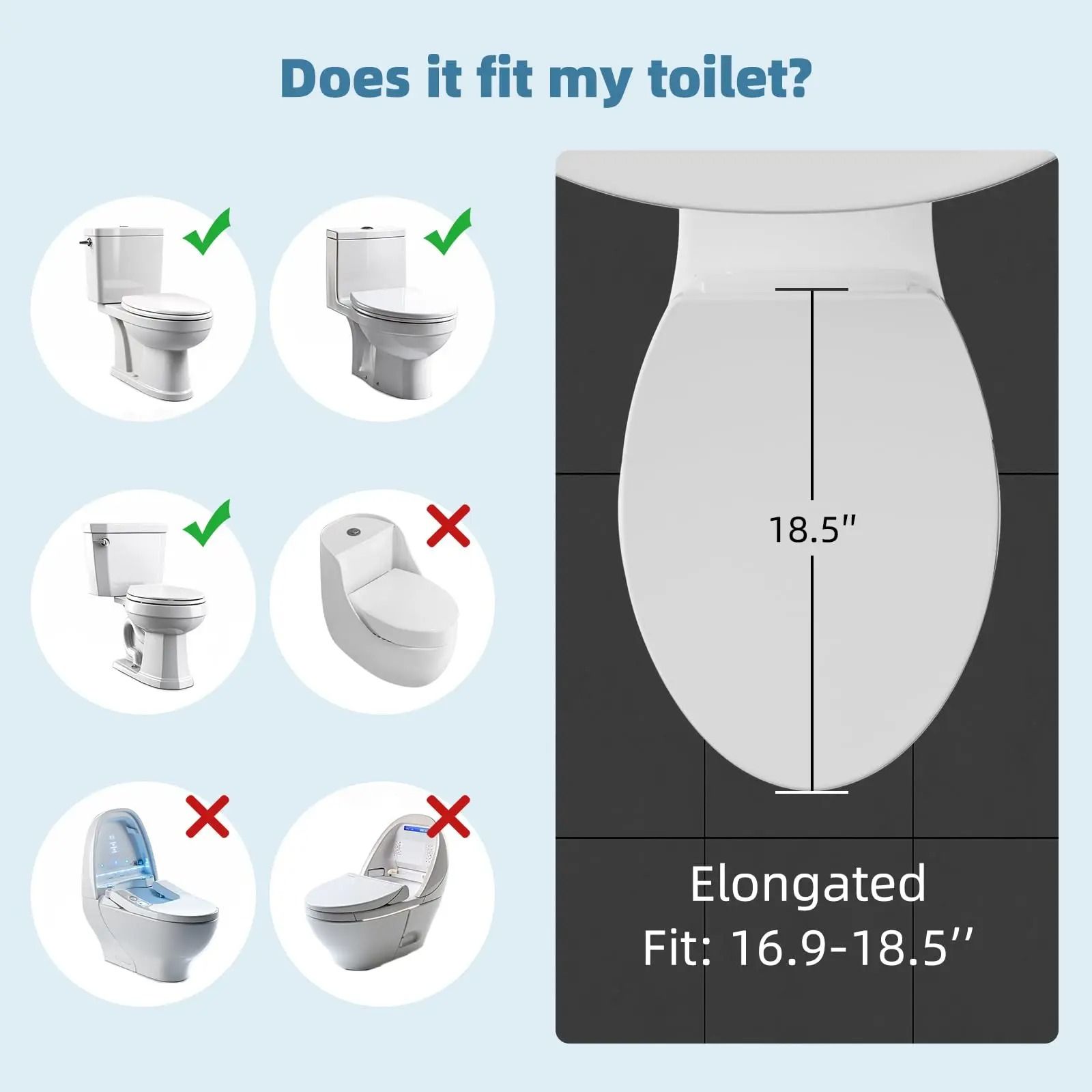 Elongated Bidet Toilet Seat with Slow-Close Technology