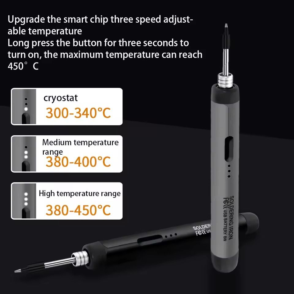 Portable USB Wireless Soldering Iron 5V 8W with Fast Charging Battery for Repair and Welding
