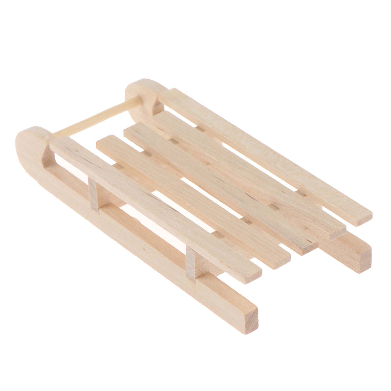 DIY Winter Ski Sled Wooden Sleigh Gift Box Model Christmas Landscape