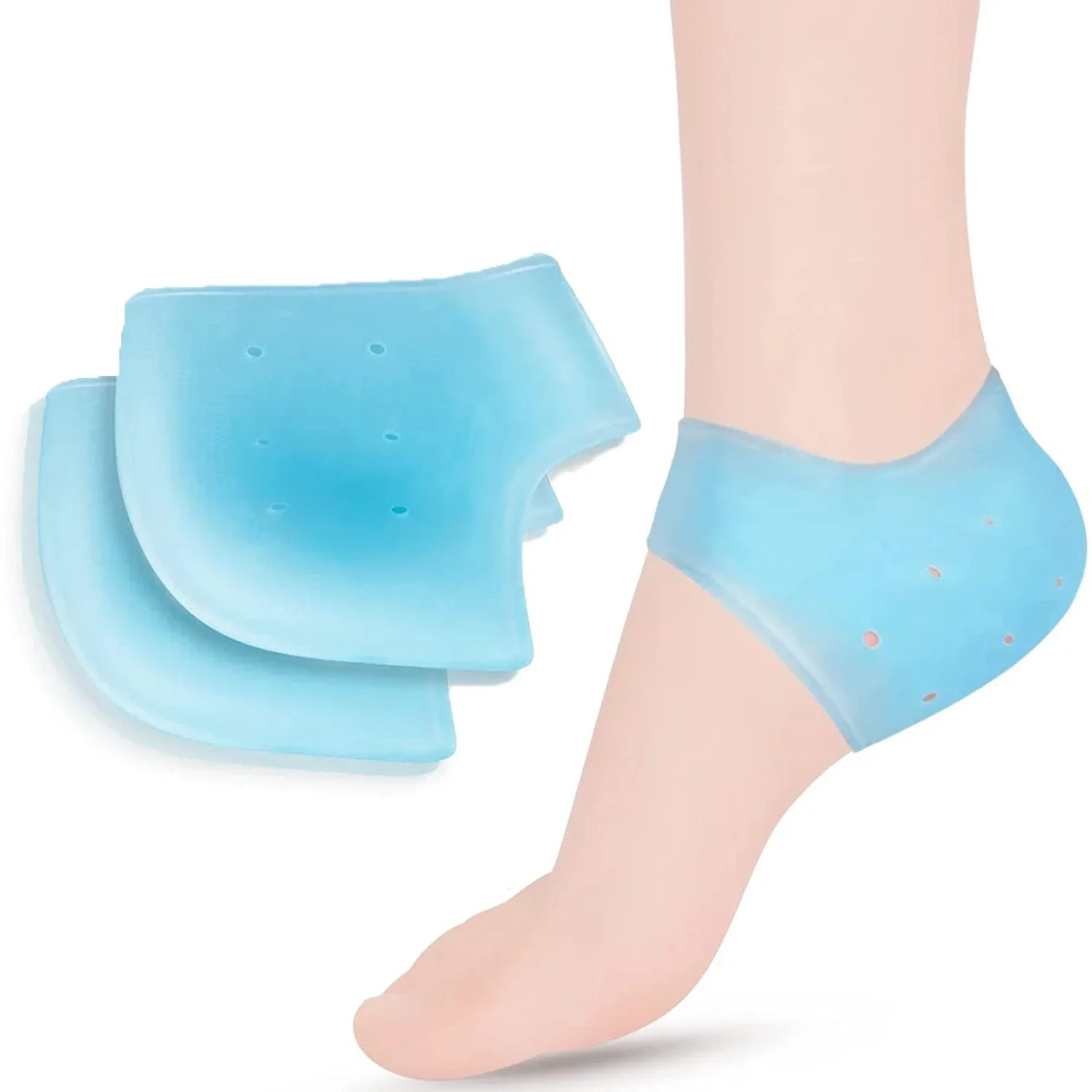 Silicone Heel Protectors for Cracked Heel Repair & Heel Pain Relief Socks