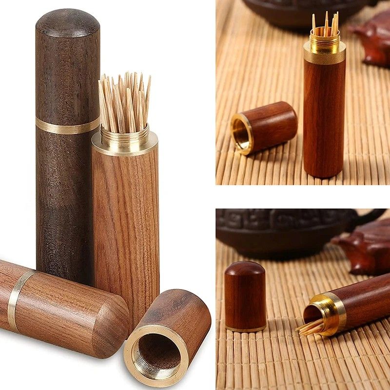 Handmade Wooden Toothpick Holder Capsule Box