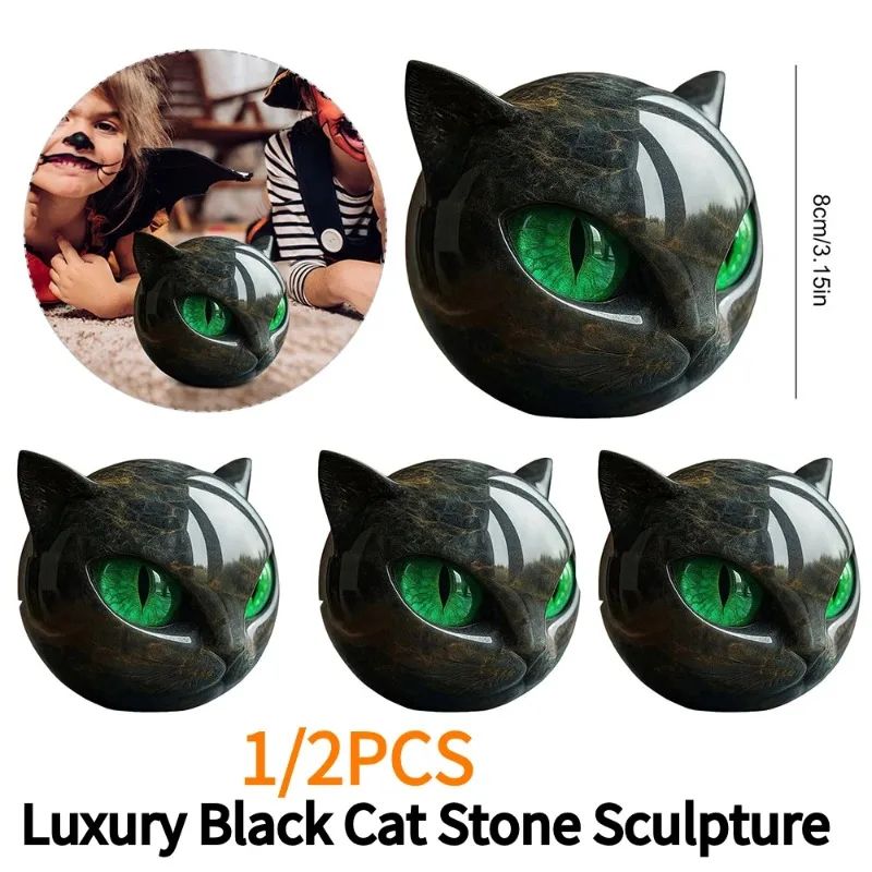 Midnight Elegance Black Cat Sculpture – Modern Resin Cat Decor Accent
