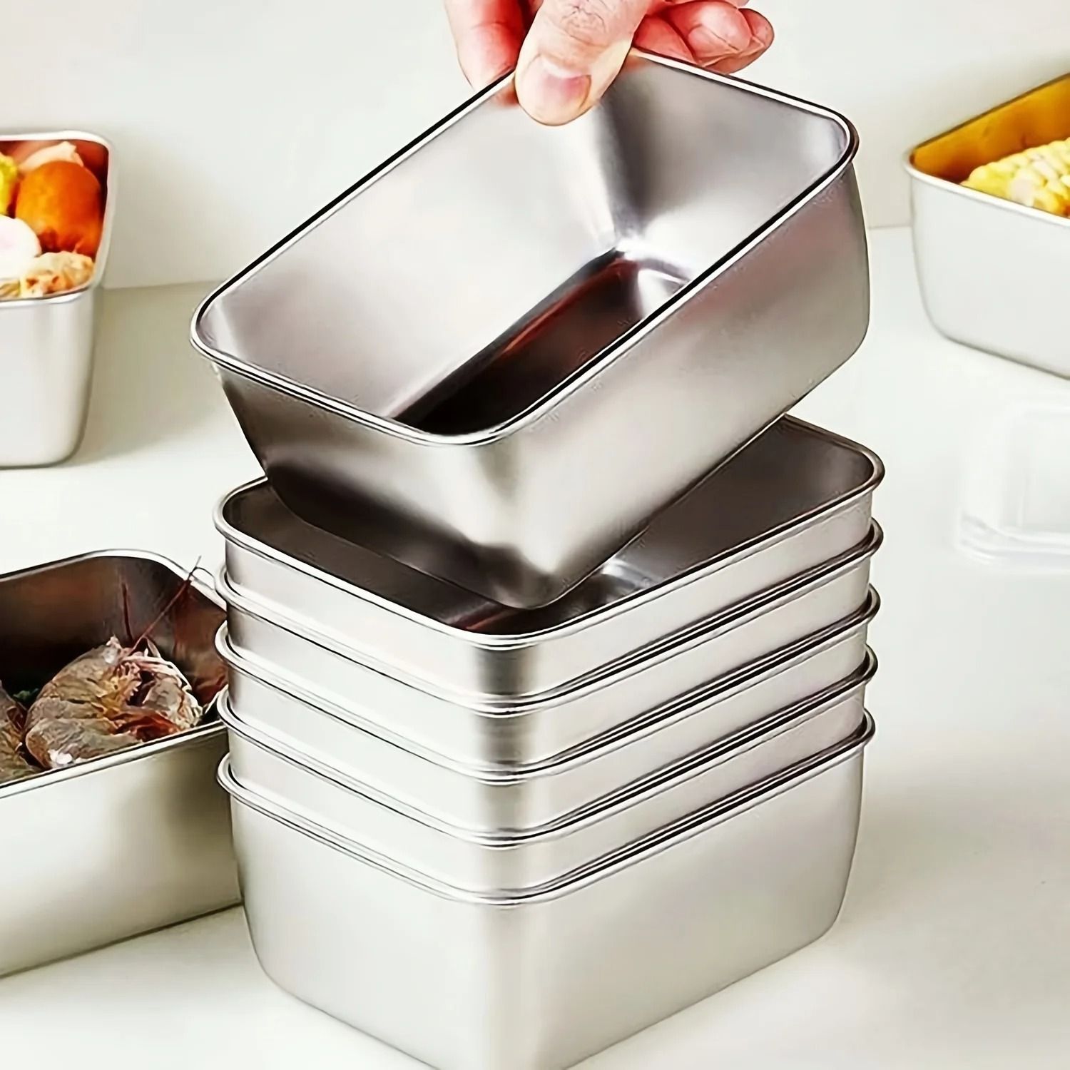 6 Piece Stainless Steel Food Storage Containers With Lids Leakproof Stackable Reusable