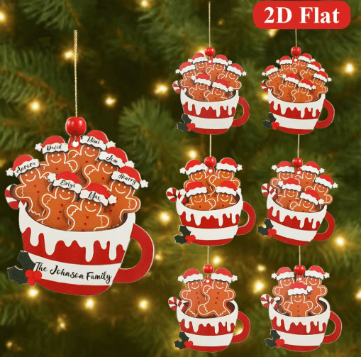 Cute Gingerbread Man Christmas Ornament – Wooden Holiday Tree Pendant Decoration