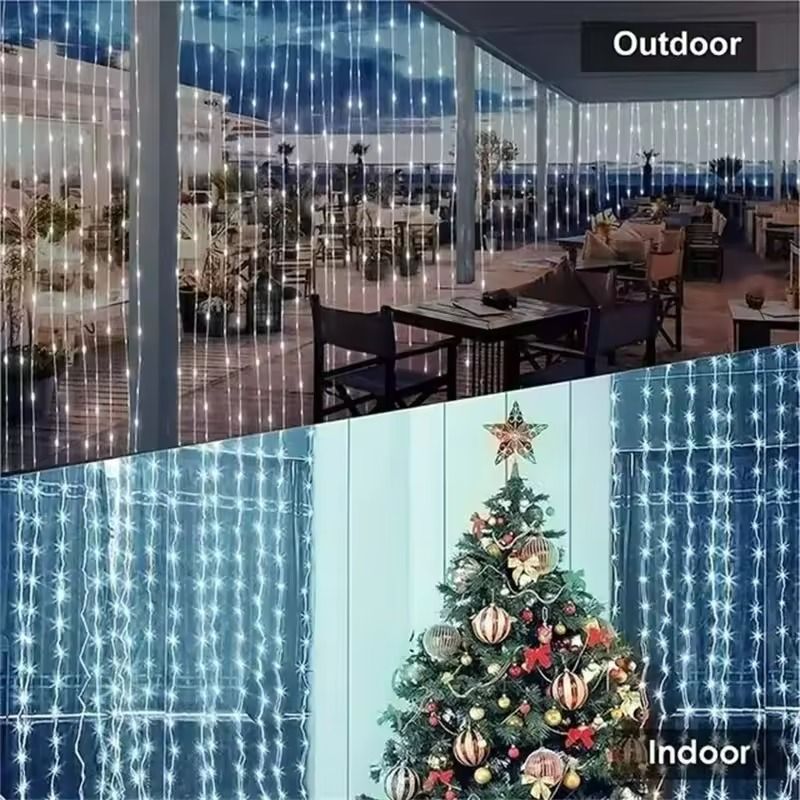 Solar LED Curtain String Lights – Outdoor Garden & Party Hanging Lights