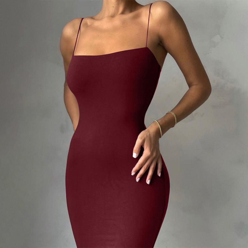 Streetwear Party Club, Autumn Winter Women Solid White Black Strap Midi Dress Bodycon, Elegant Fashion Clothes