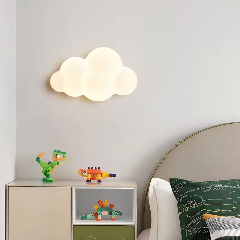 Cloud Shape Wall Lamp for Kids Bedroom or Nursery with Soft Glow and Star Accents